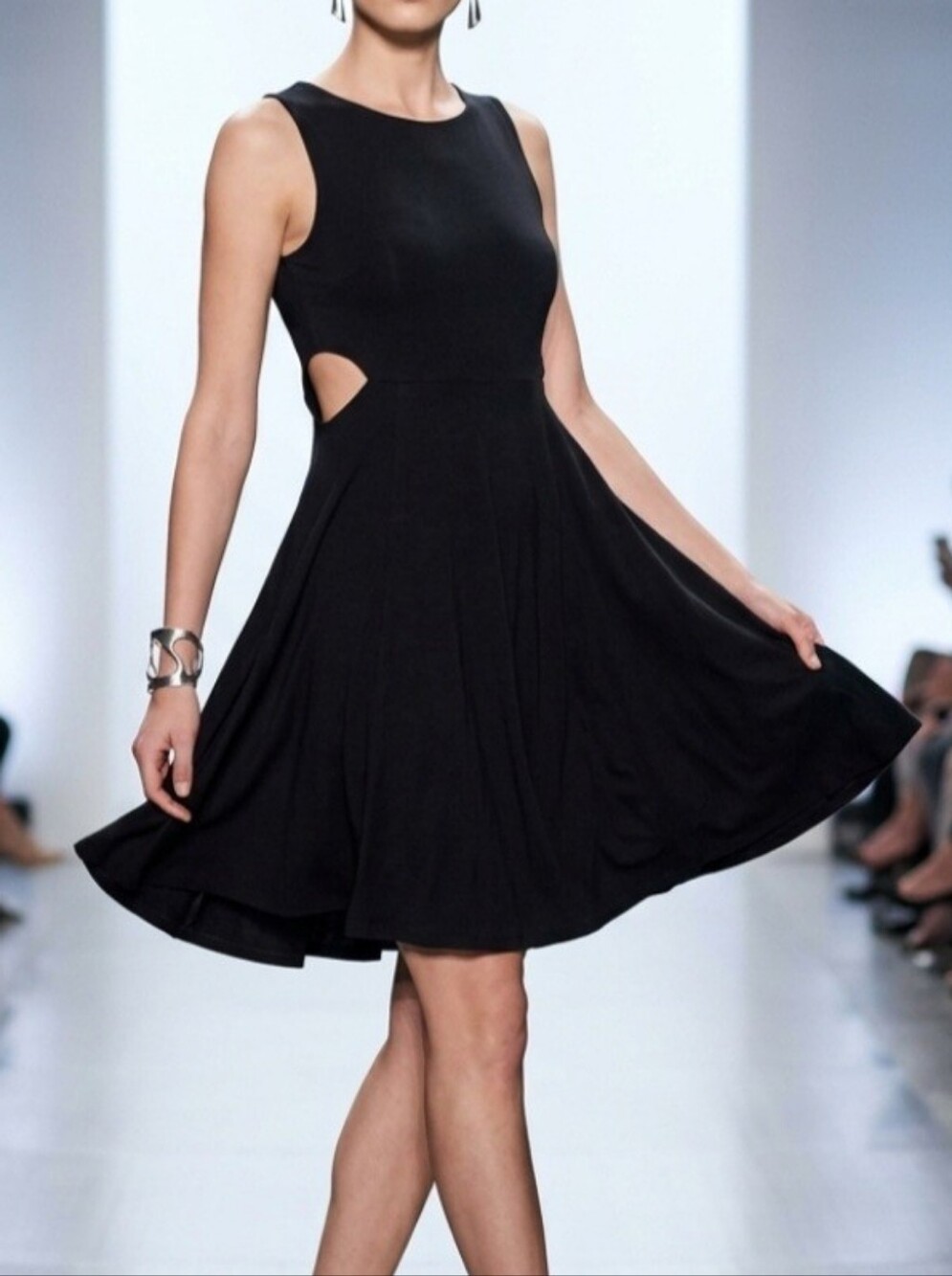 Francesca's Collections Black Sleeveless Cutout Fit-and-Flare Mini Dress